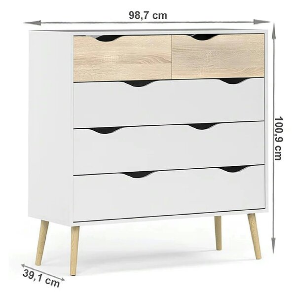 Comoda OSLO 75456, stejar sonoma/alb, DTD laminat, 99x39x101 cm