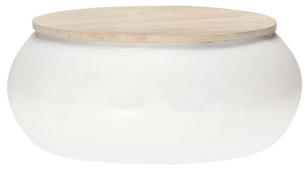 Măsuță de cafea, alb, 68x68x30 cm, lemn masiv de mango