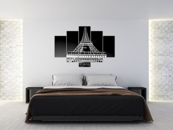 Tablou - Turnul Eiffel, alb-negru (150x105 cm)