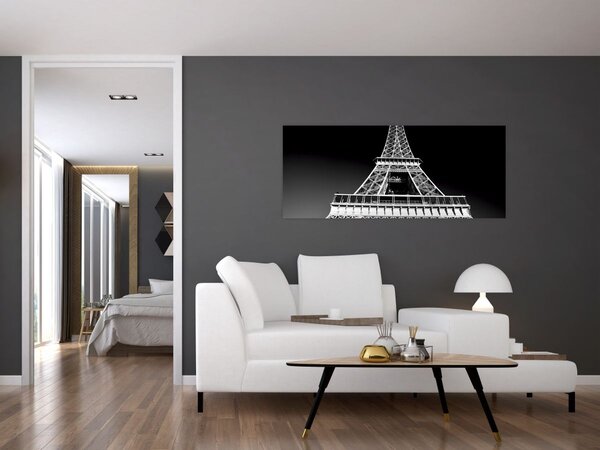 Tablou - Turnul Eiffel, alb-negru (120x50 cm)