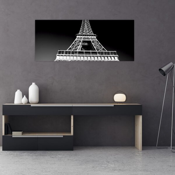 Tablou - Turnul Eiffel, alb-negru (120x50 cm)