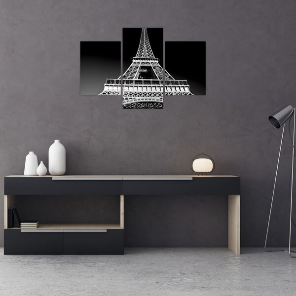 Tablou - Turnul Eiffel, alb-negru (90x60 cm)