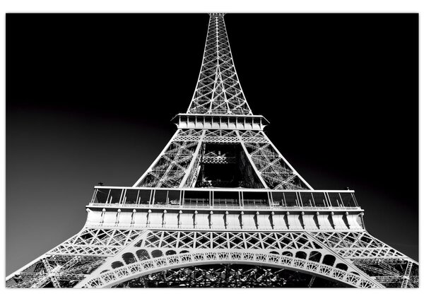 Tablou - Turnul Eiffel, alb-negru (90x60 cm)