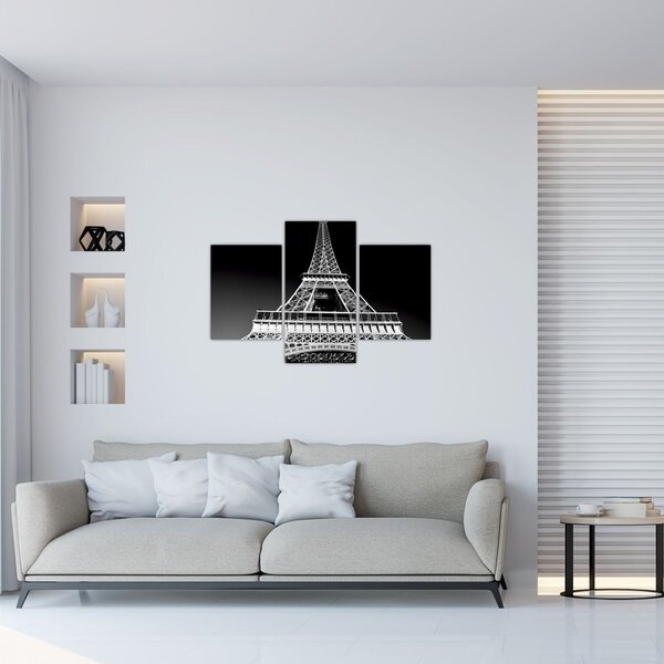 Tablou - Turnul Eiffel, alb-negru (90x60 cm)