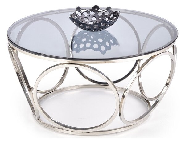 Măsuță de cafea Houston 952Argint, 4cm, Sticlă călită, Rotund