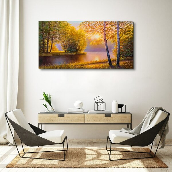 Tablou canvas flori râu natura
