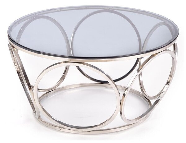Măsuță de cafea Houston 952Argint, 4cm, Sticlă călită, Rotund