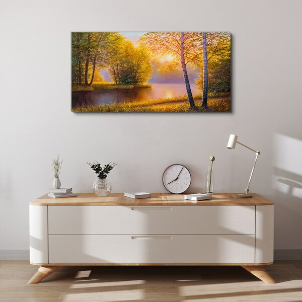 Tablou canvas flori râu natura