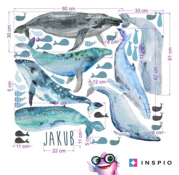 INSPIO-Autocolant textil - Tapet - Balene