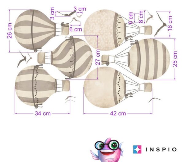 INSPIO-Autocolant textil - Autocolante baloane în nuanțe neutre