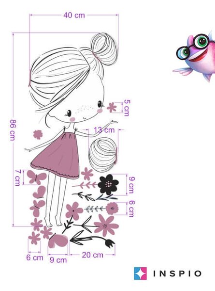 INSPIO-Autocolant textil - Zână INSPIO în culori pastelate cu fluturi și flori