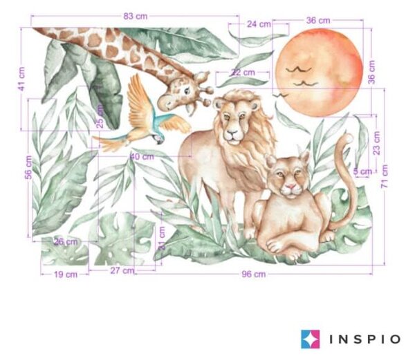 INSPIO-Autocolant textil - Autocolant pentru perete - animale SAFARI din sălbăticie