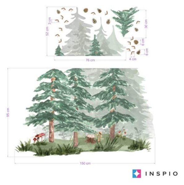 INSPIO-Autocolant textil - Peisaj din pădure în camera copiilor