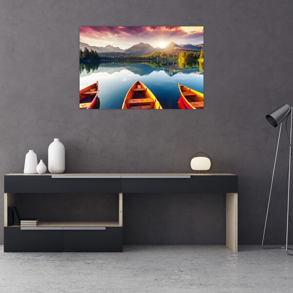 Tablou - Lac cu bărci (90x60 cm)