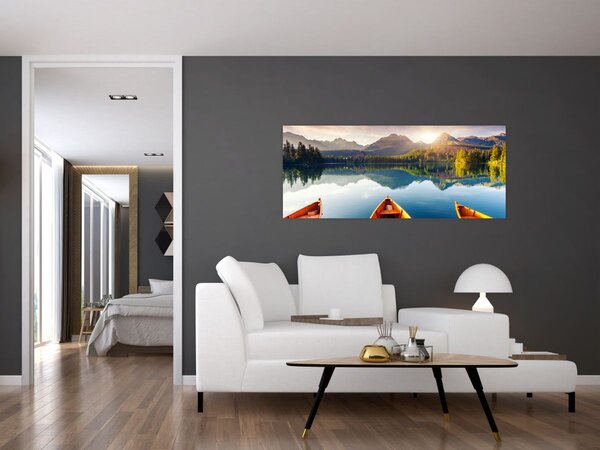 Tablou - Lac cu bărci (120x50 cm)
