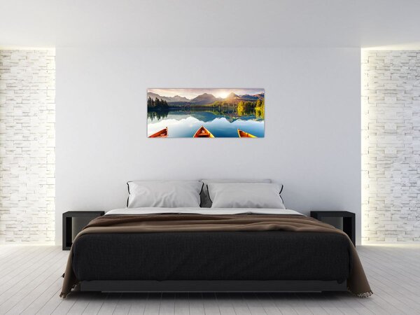 Tablou - Lac cu bărci (120x50 cm)