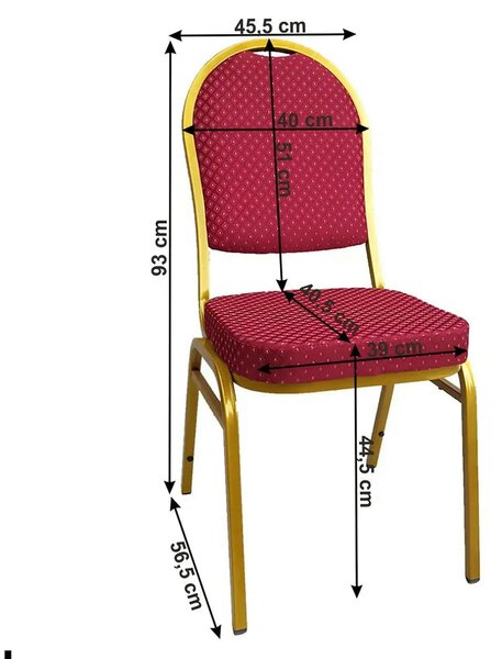 Scaun JEFF 3 NEW, rosu/auriu, tesatura/metal, 46x57x93 cm