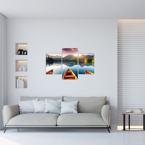Tablou - Lac cu bărci (90x60 cm)
