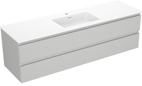 Mexen Rivel, mobilier baie 160 cm cu lavoar Otis, 2 sertare, canelat, gri mat/alb, 91A20-16047-2-BFF62-W18M0