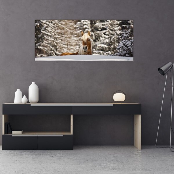 Tablou - Cal în peisaj de iarnă (120x50 cm)