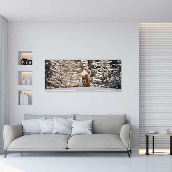 Tablou - Cal în peisaj de iarnă (120x50 cm)