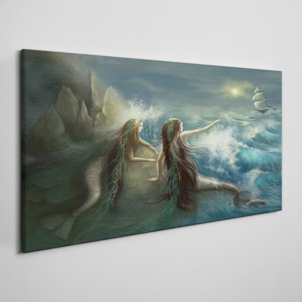 Tablou canvas sirene ocean navă furtună