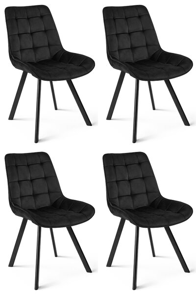 Set 4 Scaune Bucatarie/Dining Sunny Catifea Negru
