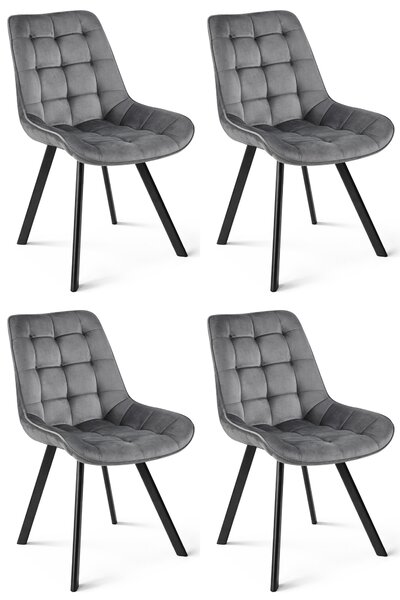 Set 4 Scaune Bucatarie/Dining Sunny Catifea Gri Inchis