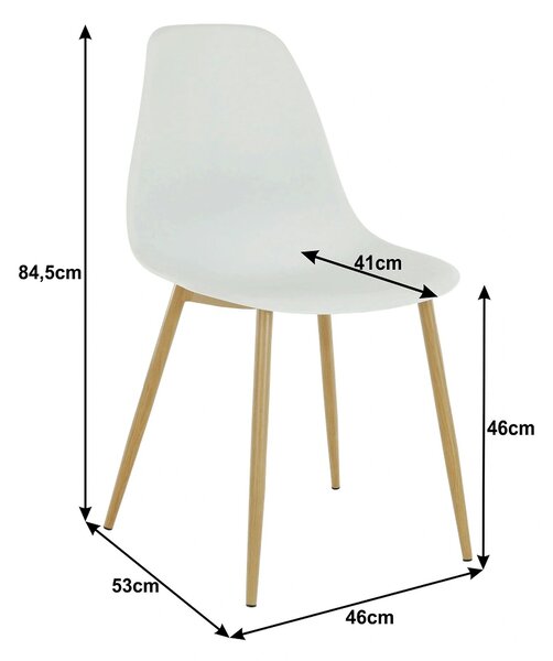 Scaun SINTIA, alb/stejar, plastic/metal, 46x53x85 cm