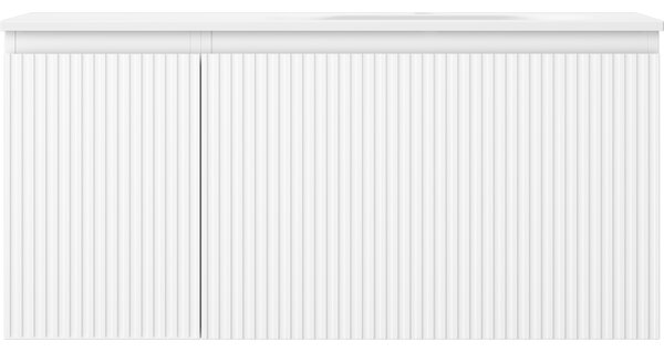 Mexen Rivel, Dulap baie 100 cm cu lavoar dreapta Vela, 1S, 1D, canelat, alb mat, 91A23-10047-3-BBFF01-W23P01