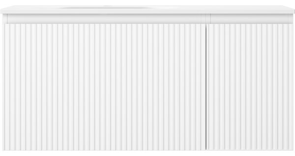 Mexen Rivel, mobilier baie 100 cm cu lavoar Vela stânga, 1S, 1D, canelat, alb mat, 91A23-10047-3-BBFF01-W23L01