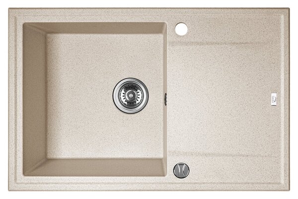 Laveo Megalo, chiuveta granit cu 1 camera 780x500x185 mm + robinet chiuveta BKZ_468, bej, LAV-SBEA411T