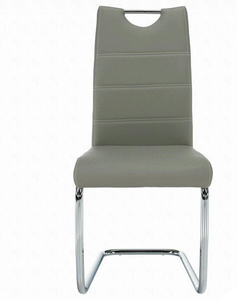 Scaun de bucatarie ABIRA NEW, gri deschis/crom, piele ecologica/metal