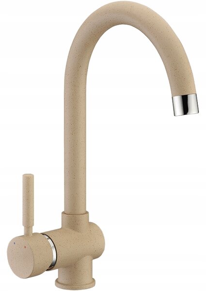 Laveo Megalo, chiuveta granit cu 1 camera 780x500x185 mm + robinet chiuveta BKZ_468, bej, LAV-SBEA411T