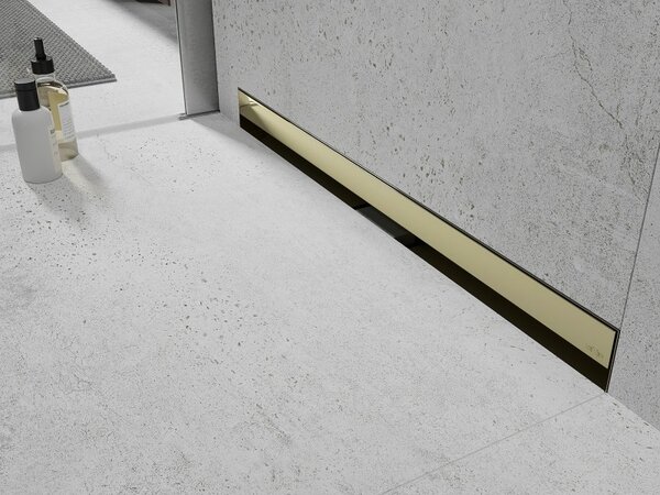 Mexen Flat Wall, rigola de duș montată pe perete 2 în 1, 50 cm, auriu strălucitor, 1530050