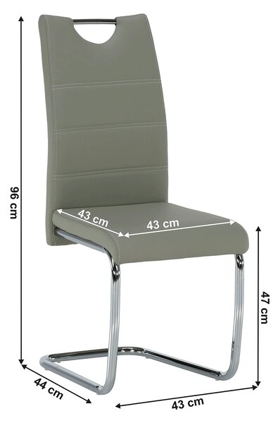 Scaun de bucatarie ABIRA NEW, gri deschis/crom, piele ecologica/metal