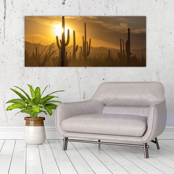 Tablou - Cactuși Saguaro (120x50 cm)