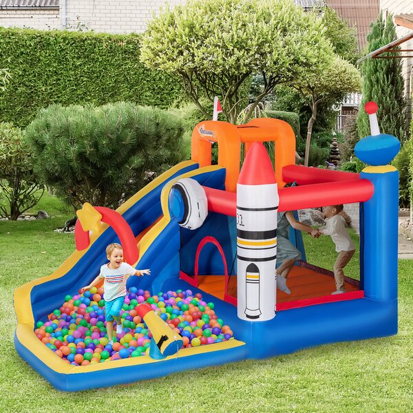 Castel gonflabil 5 in 1 Outsunny pentru copii cu geanta de transport 3,3x2,8x2m | Aosom Romania