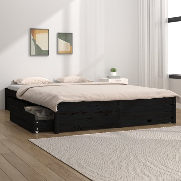 Cadru de pat Small Double 4FT, negru, 120x190 cm