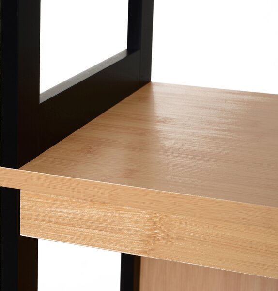 Kleankin Dulap Baie Multifuncțional 2 Sertare 3 Compartimente Lemn MDF Bambus 30x30x144.3cm Culoare Lemn | Aosom Romania