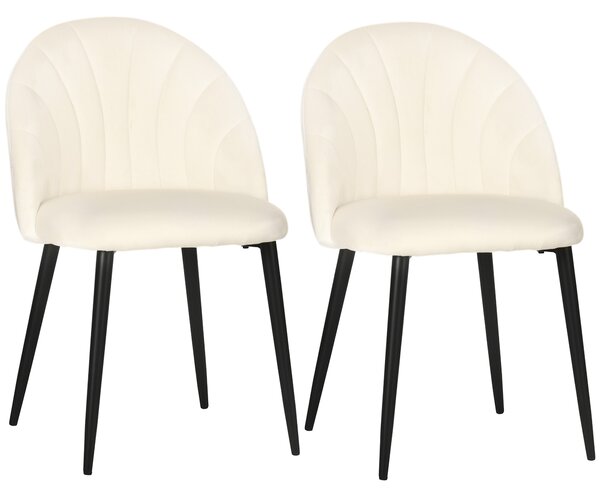 Set 2 scaune pentru camera de zi, tapitate, design nordic si ergonomic, antizgarieturi si antiderapante, Bej 52x54x79cm HOMCOM | Aosom RO