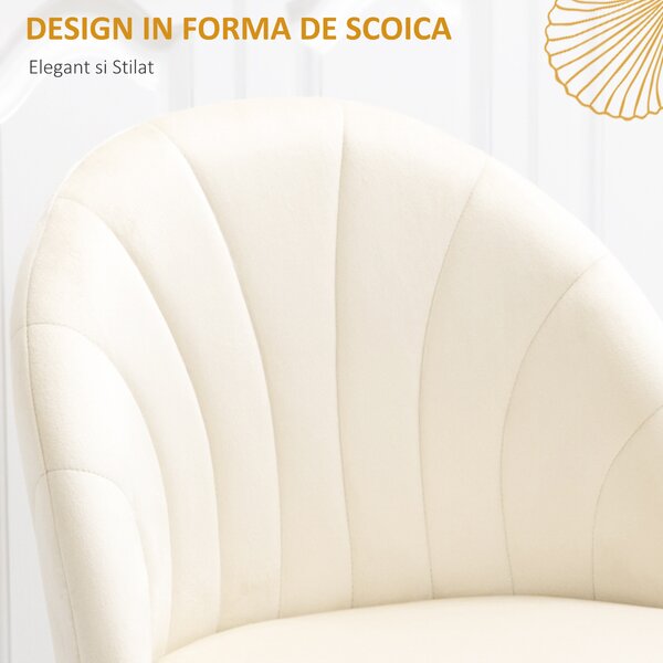 Set 2 scaune pentru camera de zi, tapitate, design nordic si ergonomic, antizgarieturi si antiderapante, Bej 52x54x80cm HOMCOM | Aosom Romania