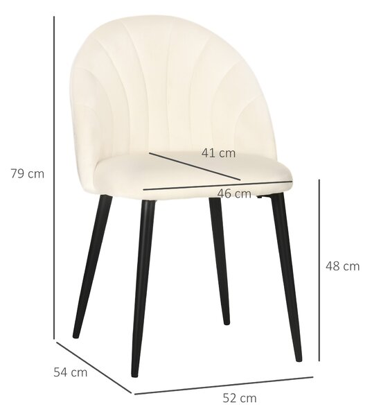 Set 2 scaune pentru camera de zi, tapitate, design nordic si ergonomic, antizgarieturi si antiderapante, Bej 52x54x80cm HOMCOM | Aosom Romania