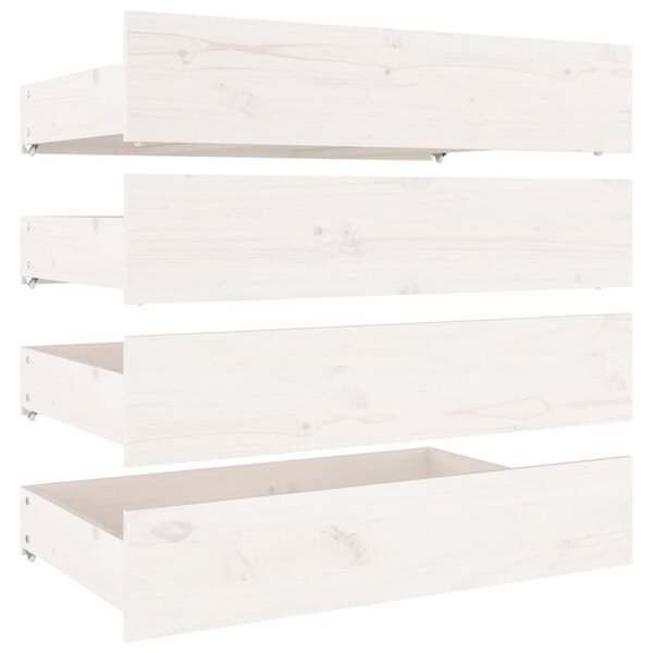 Sertare pentru pat, 4 buc., alb, lemn masiv de pin