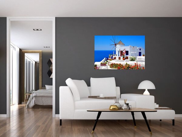 Tablou - Casă mică în Grecia (90x60 cm)