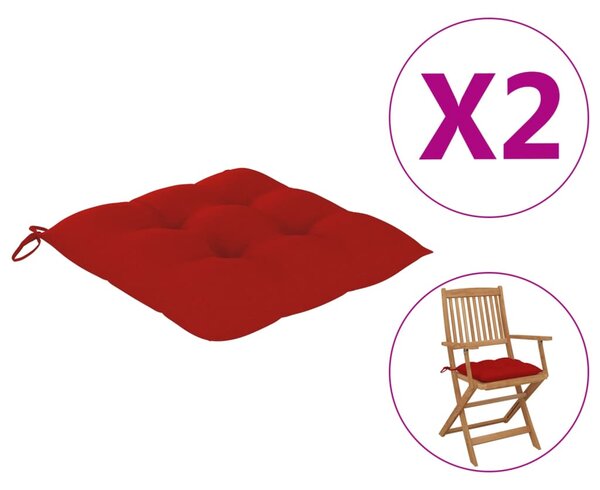 Perne de scaun, 2 buc., roșu, 40 x 40 x 7 cm, material textil
