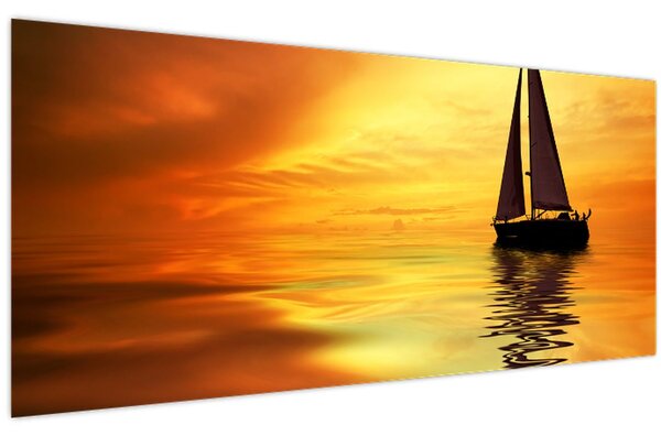 Tablou - Sailboat la apus de soare (120x50 cm)