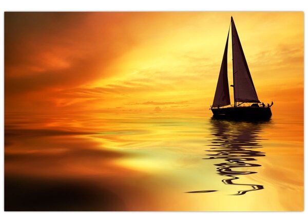 Tablou - Sailboat la apus de soare (90x60 cm)