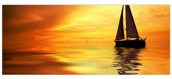 Tablou - Sailboat la apus de soare (120x50 cm)