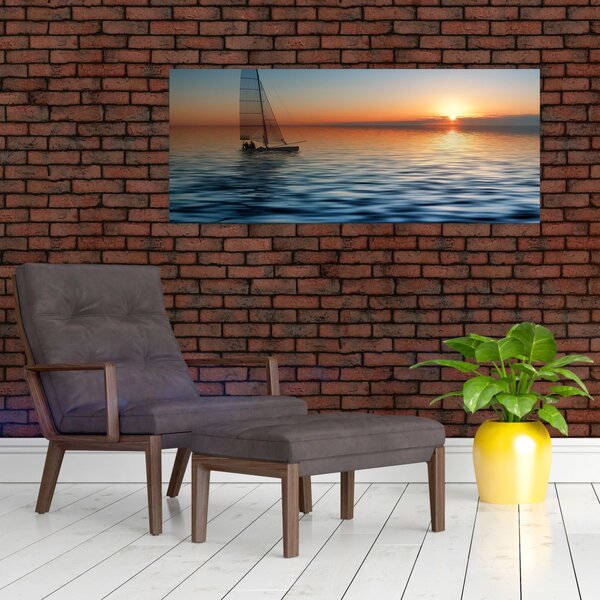 Tablou - Bărci cu vele pe mare (120x50 cm)